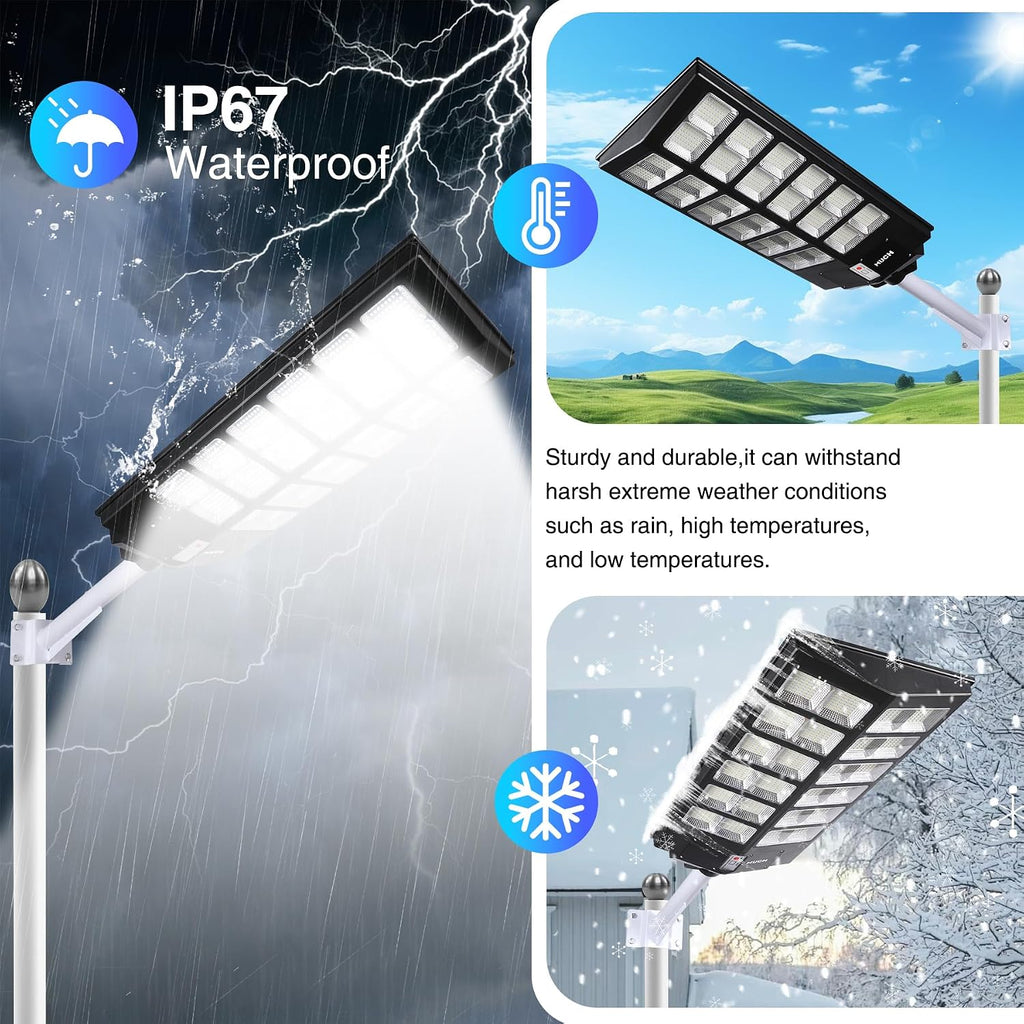 10000W Solar Parking Lot Lights Dusk to Dawn,Wide Angle Road Area Lamp | Motion Sensor and Remote Control Operation,for Garden,Yard,Street and Parking Lot