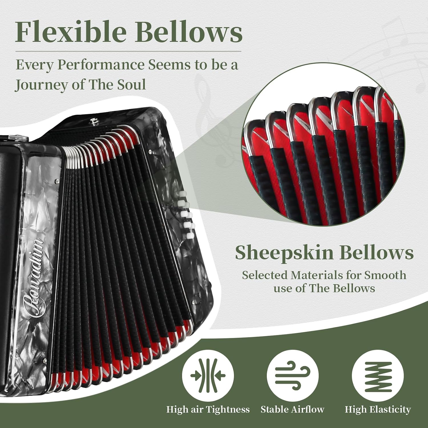 Accordions,22 keys Accordion,8 Bass Student Piano accordions Suitable for beginners and students Lightweight and portable, comes with a backpack and adjustable straps (8 Bass, Gray)