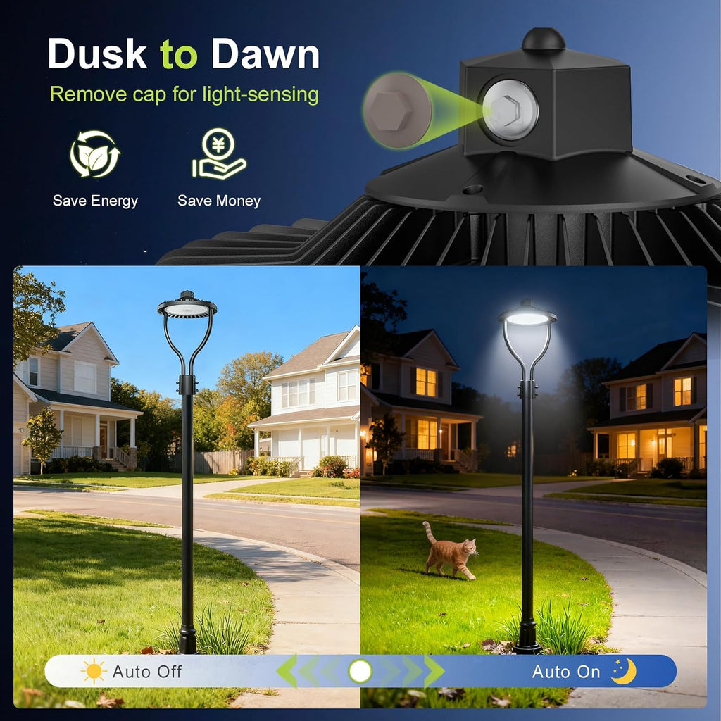 Commercial LED Post Top Light, 80W/64W/48W & 3000K/4000K/5000K Selectable, ETL Listed, 12000LM Post Circle Area Lights with Photocell, IP65 Waterproof for Yard Street, AC100-277V