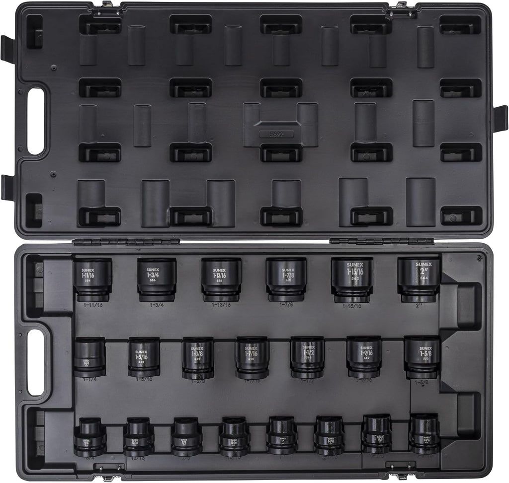 Sunex 5692 1-Inch Drive Fractional SAE 3/4-Inch to 2-Inch Impact Socket Set, 21 piece