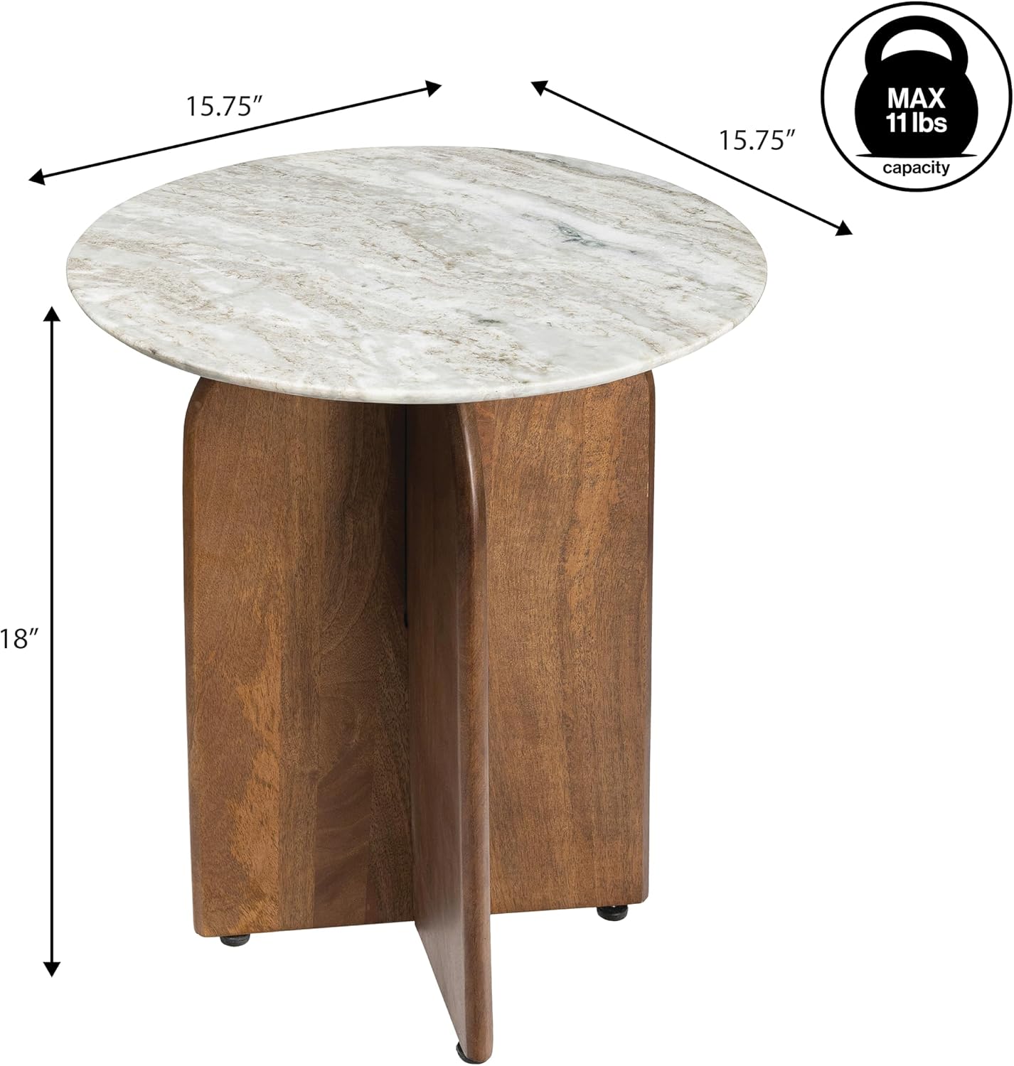 JONATHAN Y END5002B Naomi 18' Rustic Minimalist Marble/Wood X-Base Accent Table, Side Table, End Table for Living Room, Bedroom, White Marble/Honey Wood