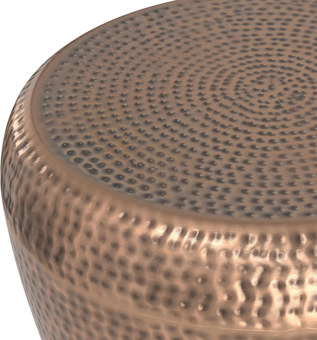 SIMPLIHOME Preston Metal Table - 22 inch Wide Solid Metal Round Side Table in Antique Copper, Modern Industrial Accent Table for Living Room or Bedroom with Textured Finish, Assembled