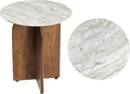 JONATHAN Y END5002B Naomi 18' Rustic Minimalist Marble/Wood X-Base Accent Table, Side Table, End Table for Living Room, Bedroom, White Marble/Honey Wood