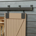 JUBEST 12FT Box Rail Exterior Barn Door Hardware Kit, Heavy-Duty Black Sliding Barn Door Track System, Wall Mount Door Hardware Kits (Door Not Included)