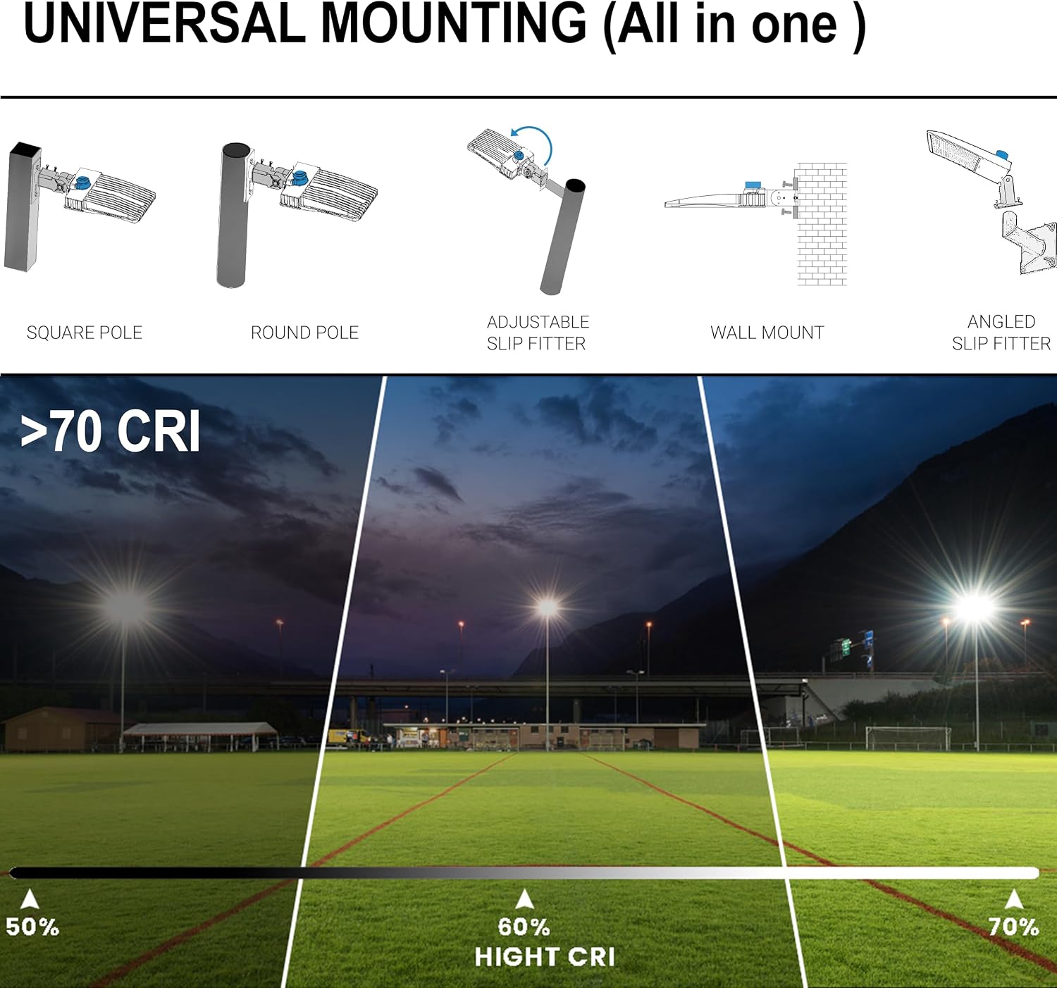 LEDMyplace Pole Lights 300W LED Parking Lot Light with Dusk to Dawn Motion Sensor Outdoor Lights, 42000LM, 5700K, Waterproof Commercial Steet & Area Lighting for Sports, Stadium