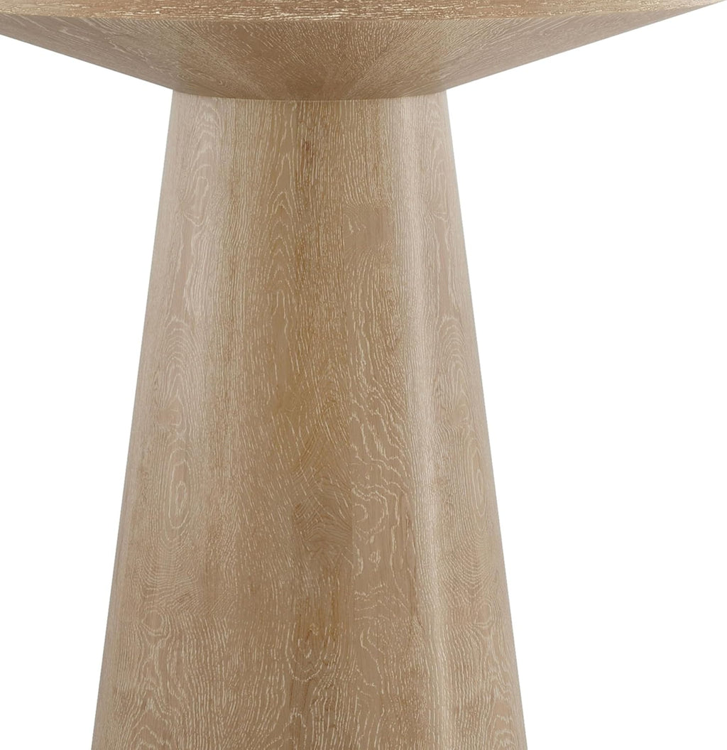 Furniture of America Crambel Modern Solid Wood 2-Piece Brown 29-inch Round End Table Set with Cone-Shaped Pedestal Base for Small Space, Living Room, Home Office, Oak