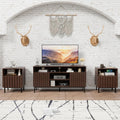 UEV Mid Century Modern 3-Piece Living Room Set, Includes Fluted Panels TV Stand with Storage for Up to 65 inch TV, 2 Drawer Open Shelf End Tables