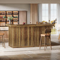 Tribesigns L-Shaped Home Bar Unit, 4-Tier Corner Liquor Bar Table with Storage Shelves and Wine Glasses Holder, Industrial Wine Cabinet Reception Desk for Home Pub (2, Brown)