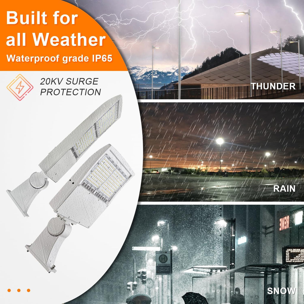 150W White LED Parking Lot Light, 21000LM LED Shoebox Area Light [500W MH/HPS Equiv.], 5000K Dimmable Outdoor Street Lighting with Surge Protection Built-in, IP65 AC100-277V