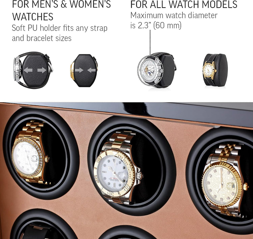 9 Watch Winder with LED Interior Light, LCD Display and 2 Watch Storage Space
