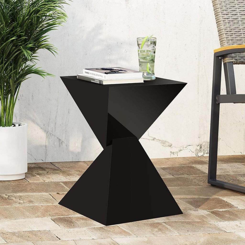BECHAEO Black Acrylic Side Table Set of 2, Small End Tables for Small Spaces, Modern Acrylic End Tables Living Room Bedroom Nightstand with Irregular Design, Lightweight Farmhouse Outdoor Side Tables