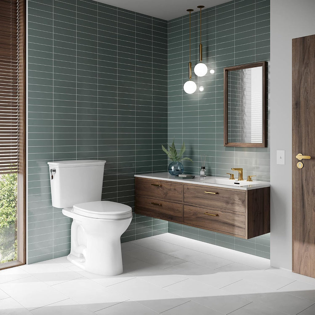 TOTO Drake Transitional Two-Piece Elongated 1.28 GPF Universal Height TORNADO FLUSH Toilet with 10 Inch Rough-In and CEFIONTECT, Cotton White - CST786CEFG.10#01