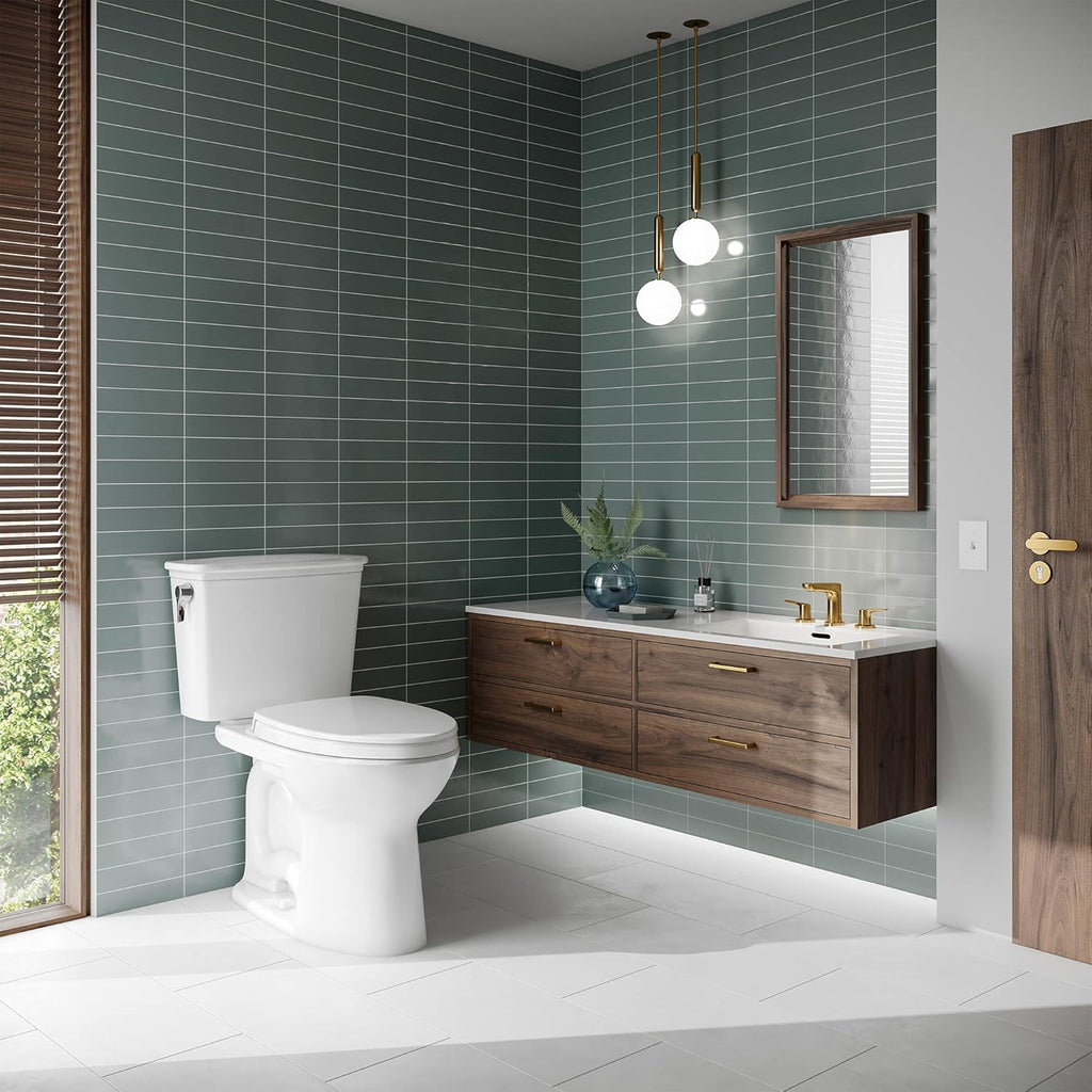 TOTO Drake Transitional Two-Piece Elongated 1.28 GPF Universal Height TORNADO FLUSH Toilet with 10 Inch Rough-In, CEFIONTECT, and SoftClose Seat, WASHLET+ Ready, Cotton White - MS786124CEFG.10#01