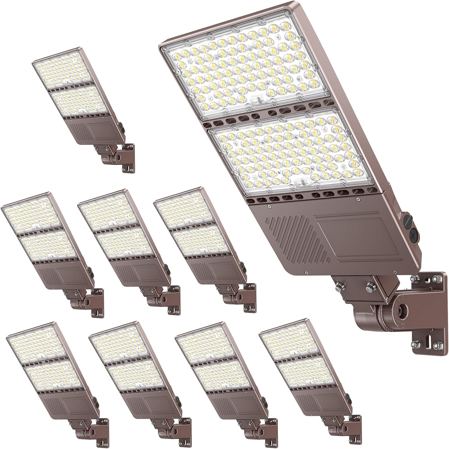 ADUB 9PCS LED Parking Lot Light 350W 280W 210W,LED Shoebox Light 5700K 5000K 4500K Arm&Slip Fit Mount,ETL Listed Outdoor Pole Light with Photocell,IP65 Commercial Street Area Flood Lighting