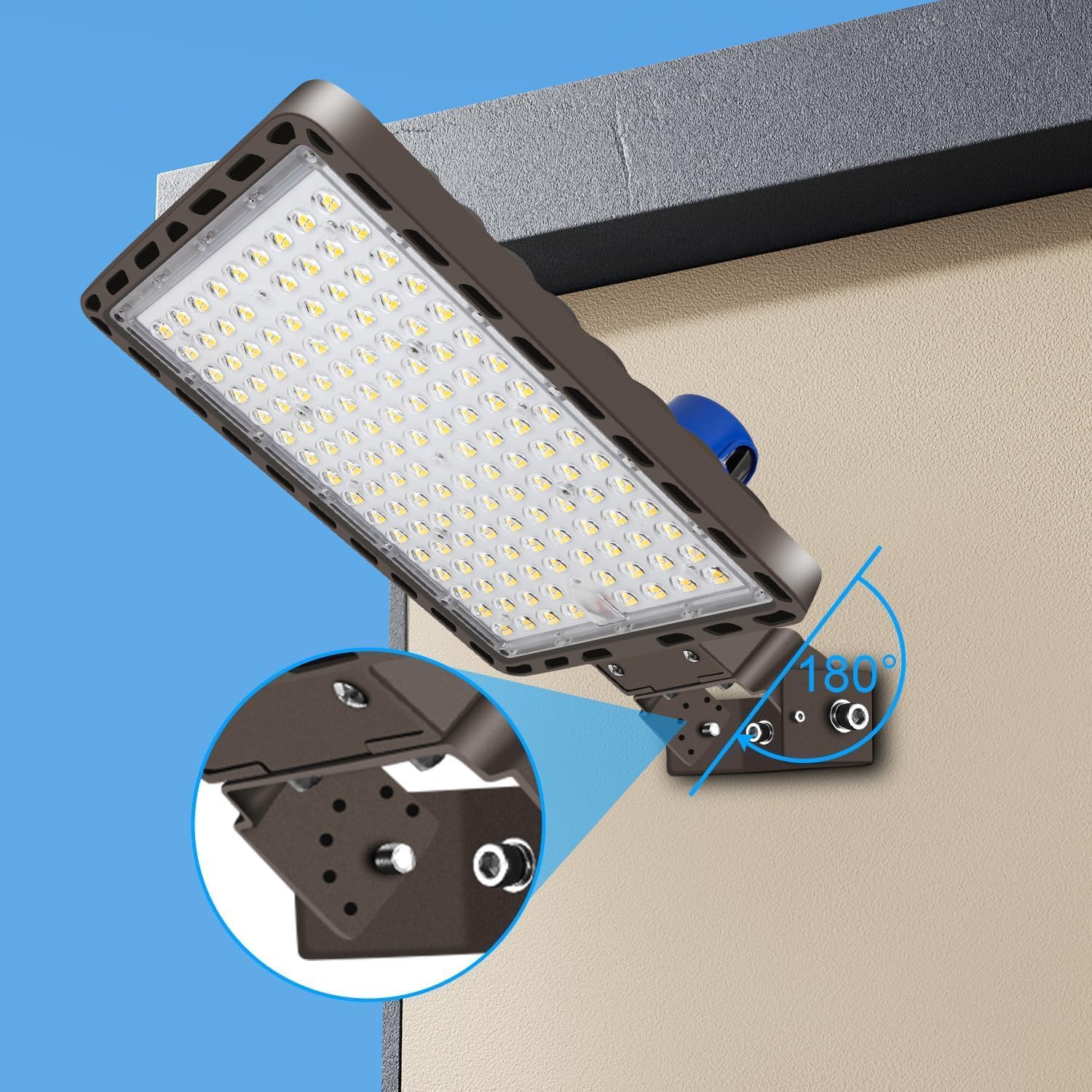 Juyace 350W LED Parking Lot Light with Photocell, 52500LM 5000K, IP65 Dusk to Dawn Outdoor Security Flood Light with Trunnion Bracket, 110-277V Commercial Area Light for Street Yard Stadium