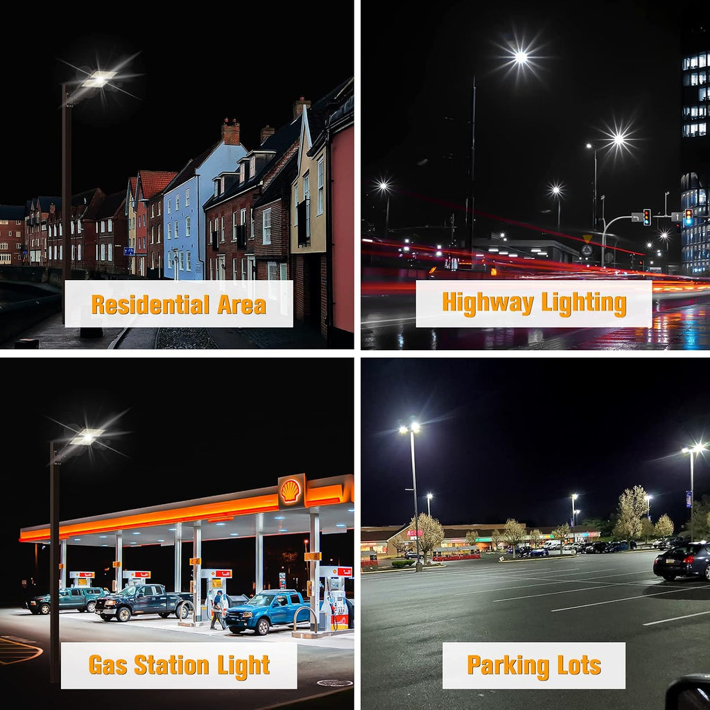 200W LED Parking Lot Light, 28,000 LM 5000K LED Parking Lot Dusk to Dawn Outdoor Lighting, LED Street Pole Light Arm Mount, IP65 Commercial Area Flood Security Light for Stadium Sport, 100-277V