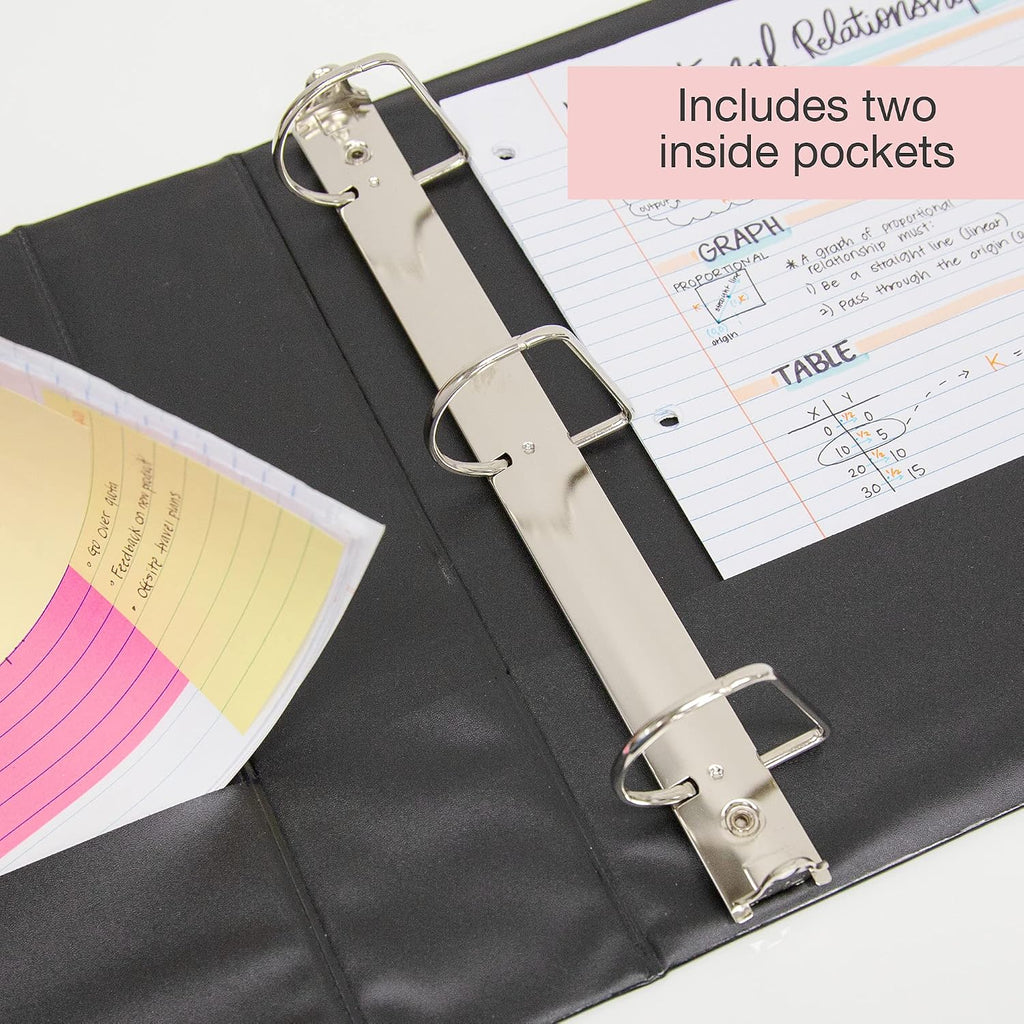 BAZIC Products 3 Ring Binder 3' View Binders Slant D Ring Organizer - Black, Hold 600 Sheets Paper, for School Office Home, 12-Count