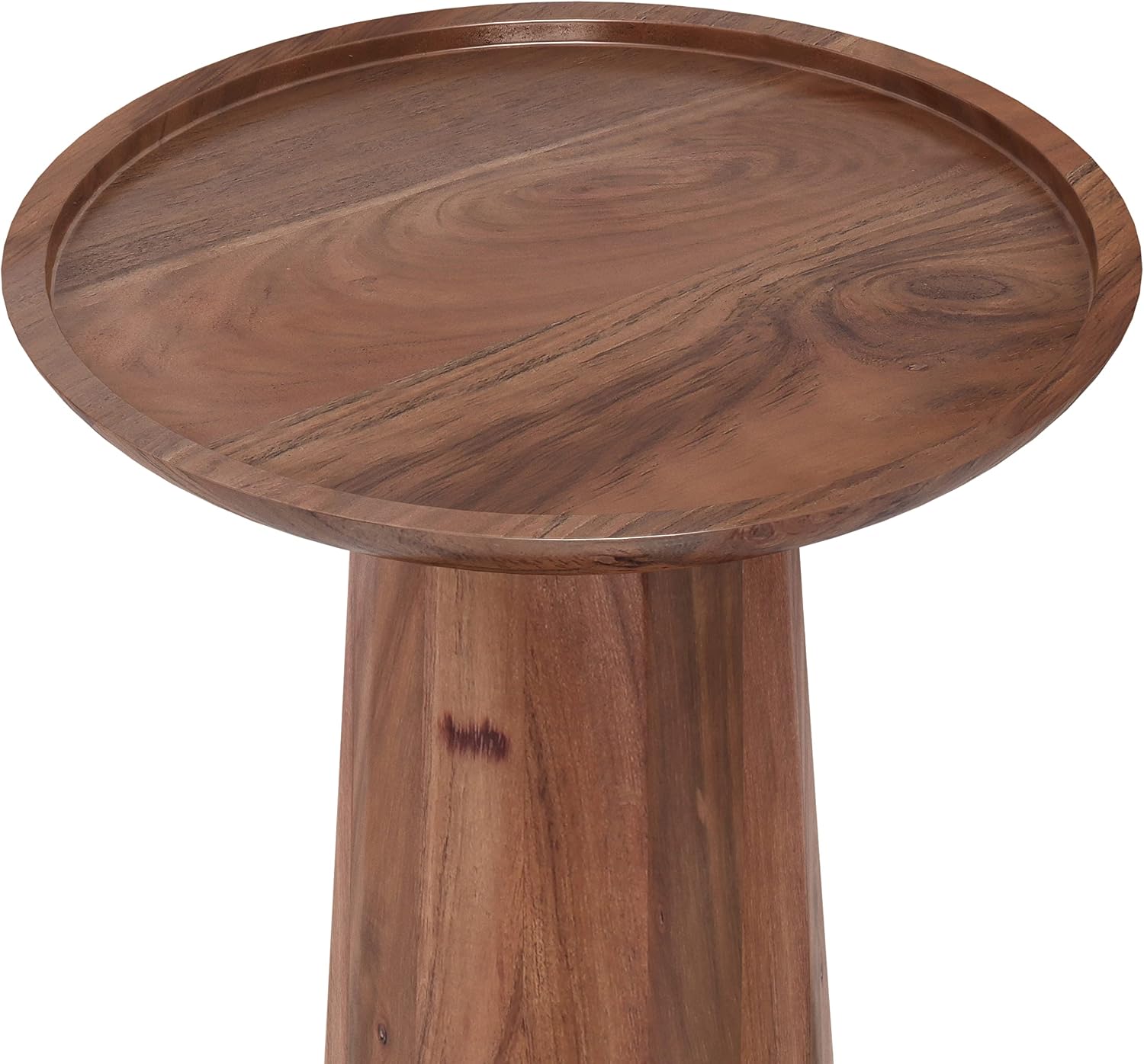 SIMPLIHOME Dayton End Table - 13 inch Wide Solid Acacia Wood Round Accent Table in Light Cognac, Handcrafted Contemporary Nightstand or Lamp Stand for Living Room with Textured Finish, Assembled