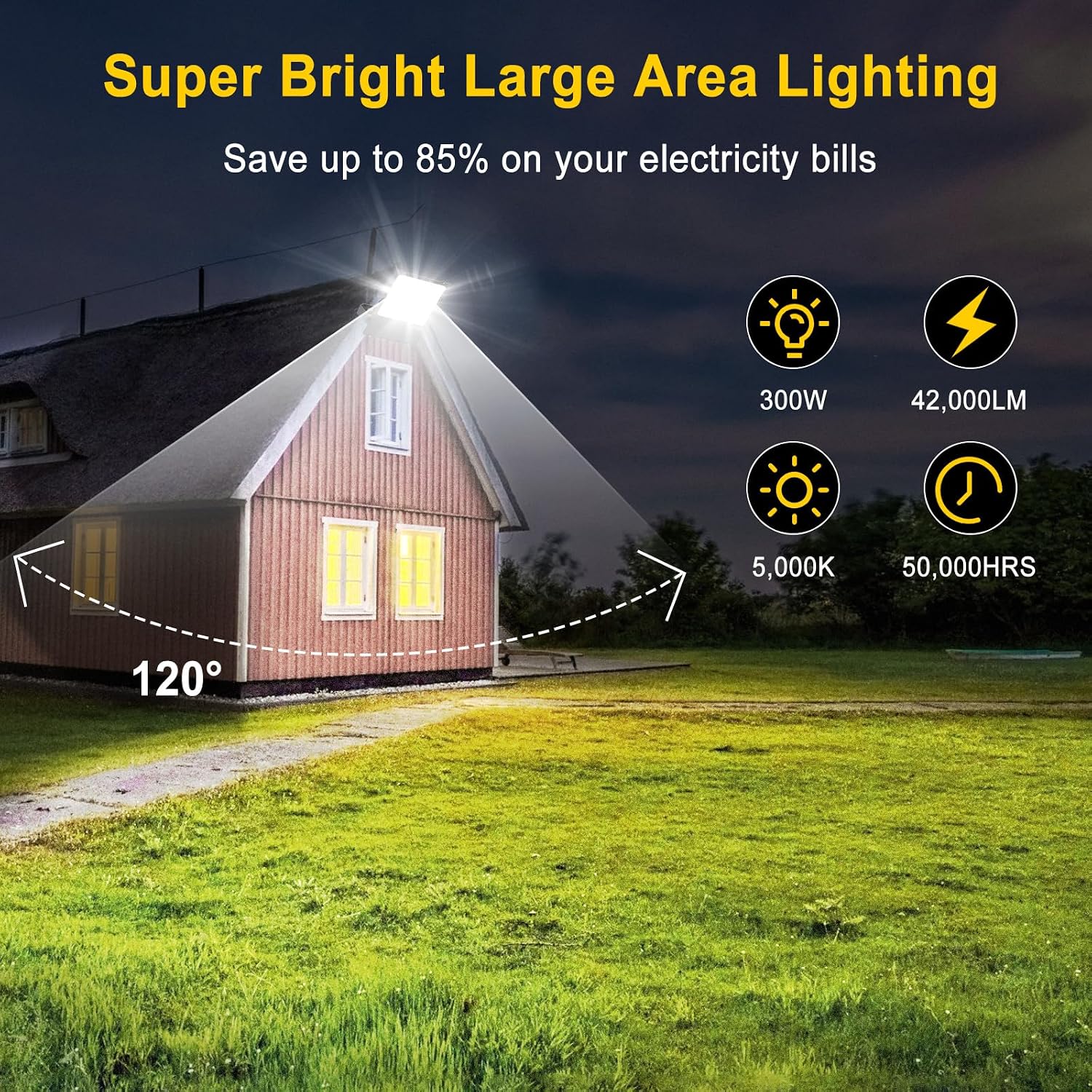 4 PCS LED Flood Lights ETL Listed, ADUB 300W 42000 LM 5000K LED Stadium Light, IP65 LED Pole Lights Outdoor Security floodlight, Commercial Street Area Lighting for Parking Lot Yard Arena, AC 100~277V