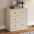 RoyalCraft Nightstand with 3 Drawers Storage, Large Wood Night Stand for Bedroom, Modern Bedside Table, End Table for Hallway, Closet, Beige