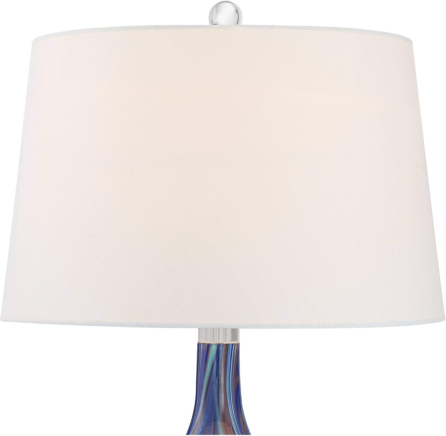 Possini Euro Design Taylor Modern Coastal Table Lamp with Square Riser 30.5' Tall Blue Art Glass White Fabric Shade for Living Room Bedroom House Bedside Nightstand Home Office (Color May Vary)