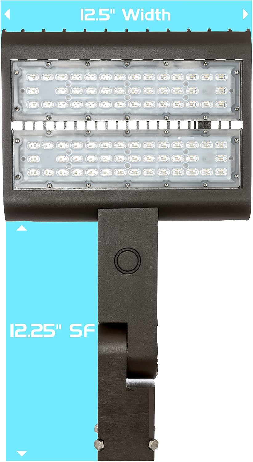 Westgate Lighting Outdoor LED Flood Light Fixture Slip Fitter Mount - Shoebox Street Area Parking Pole Security Floodlights - 120-277V - IP65 (100 Watt 3000K Warm White Dark Bronze)