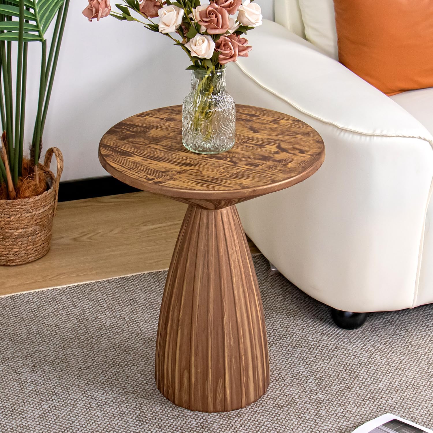 Gold Round Side Table Set of 2 for Sofa, Metal Small Couch End Table, Mid Century Modern Round Nightstand, Vintage Circle Bedroom Night Stand, for Living Room, 15.5 Inches