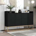 Sideboard Buffet Cabinet with Large Storage Space,Modern Particle Board Kitchen Console Table,W/ 4 Doors and Gold Metal Legs,Dining Room,Entryway,Black