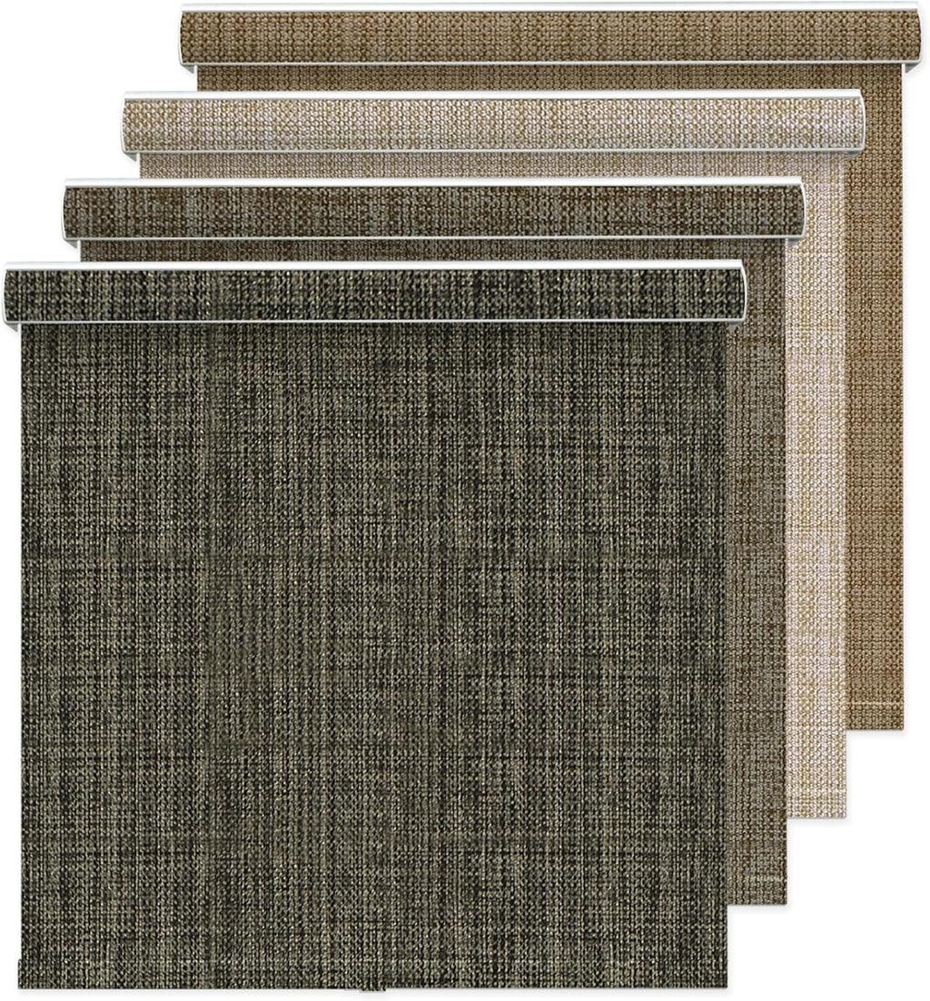 Blackout Roller Shades, Free-Stop Window Blinds with Valance, Room Darkening Thermal Insulated UV Protection Fabric for Home Office,Dark Brown 02