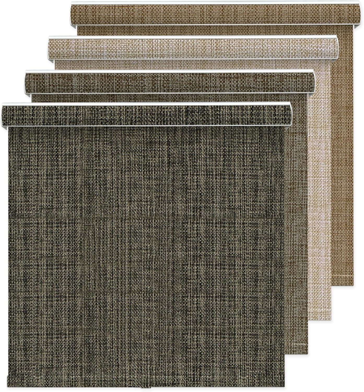 Blackout Roller Shades, Free-Stop Window Blinds with Valance, Room Darkening Thermal Insulated UV Protection Fabric for Home Office,Dark Brown 02