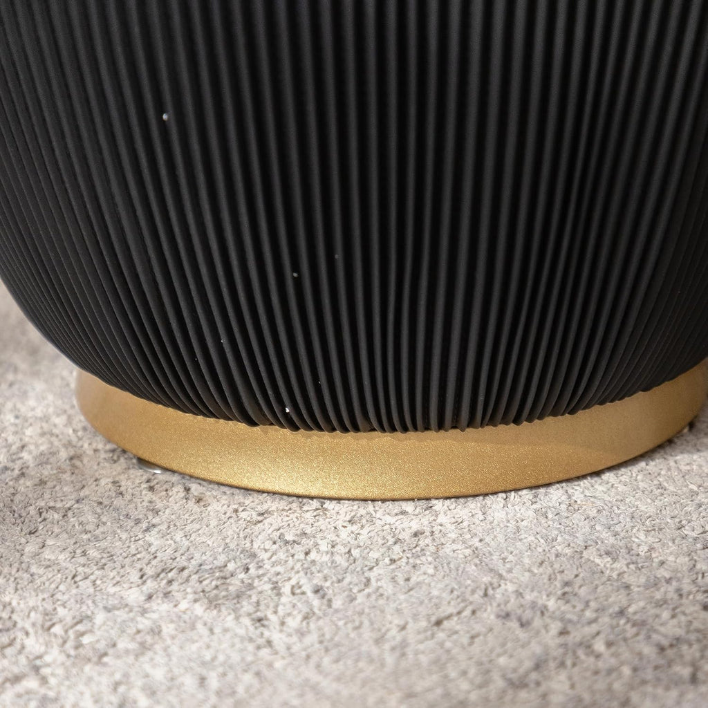 Modern Round End Table Luxury Sintered Stone Top Coffee Table in Black Leatherette Creative Bowl-Shape Small Coffee Side End Table for Living Room Bedroom,Fully Assembled