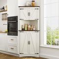 chartustriable 68' Tall Farmhouse Corner Cabinet, 28.3' Corner Storage Cabinet with 4 Doors and Adjustable Shelves, Tall Barn Door Cabinets with 5 Storage Shelves, for Kitchen, Bathroom, Antique White