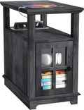 FAGAGA End Table, End Tables Living Room, Storage End Tables, Side Table with Charging Station, Charging Nightstand for Bedroom/Living Room/Office