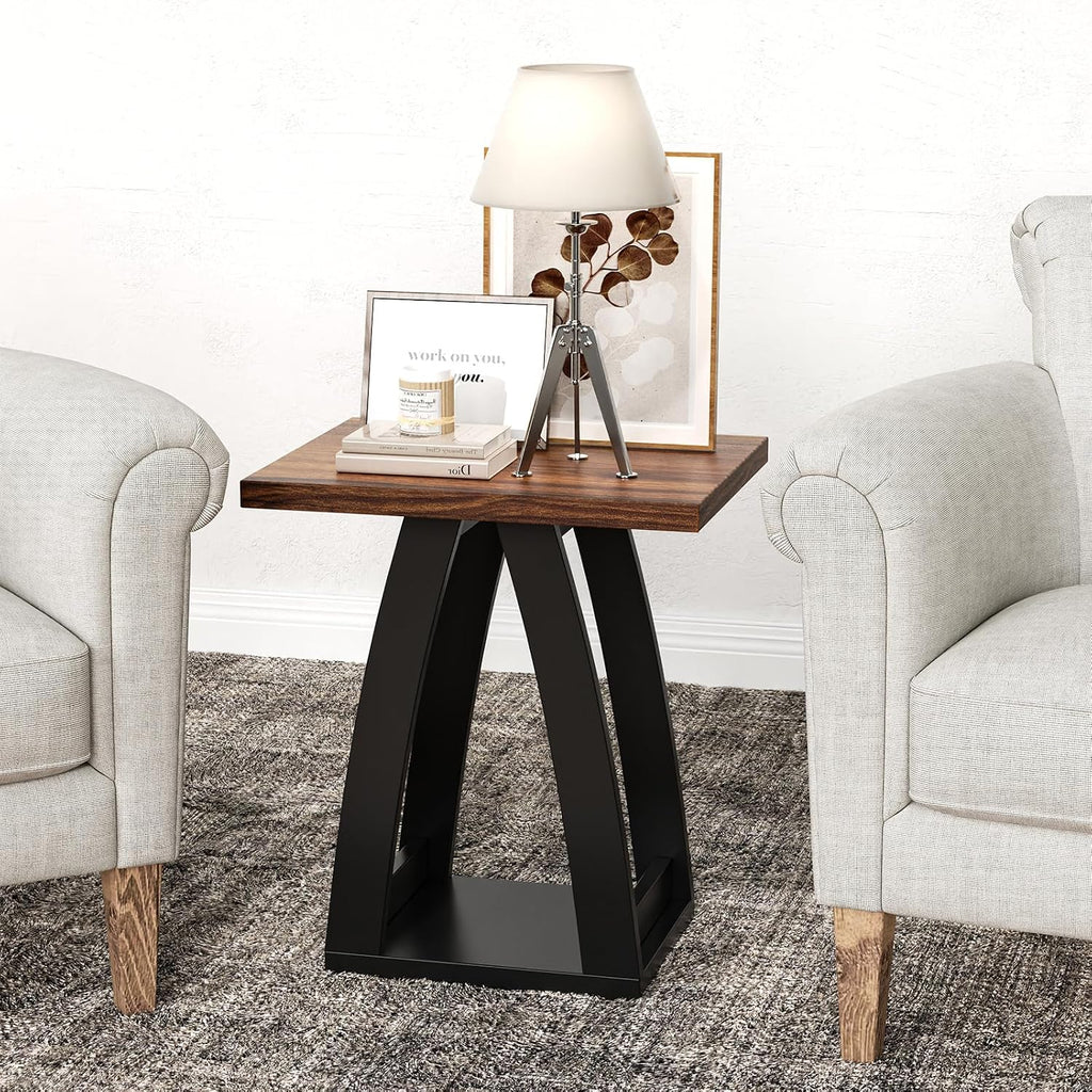 End Tables Living Room Set of 2. Side Tables Living Room. Side Table Beside Sofa. Modern End Table for Home. Black-Brown End Tables Set of 2