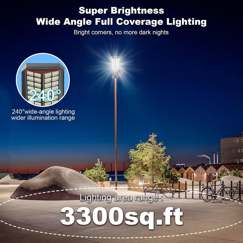 Solar Street Light 7000K 800000LM Auto On/Off Dusk to Dawn IP67 Waterproof Motion Sensor for Security & Outdoor Lighting (9000W-4Pack)