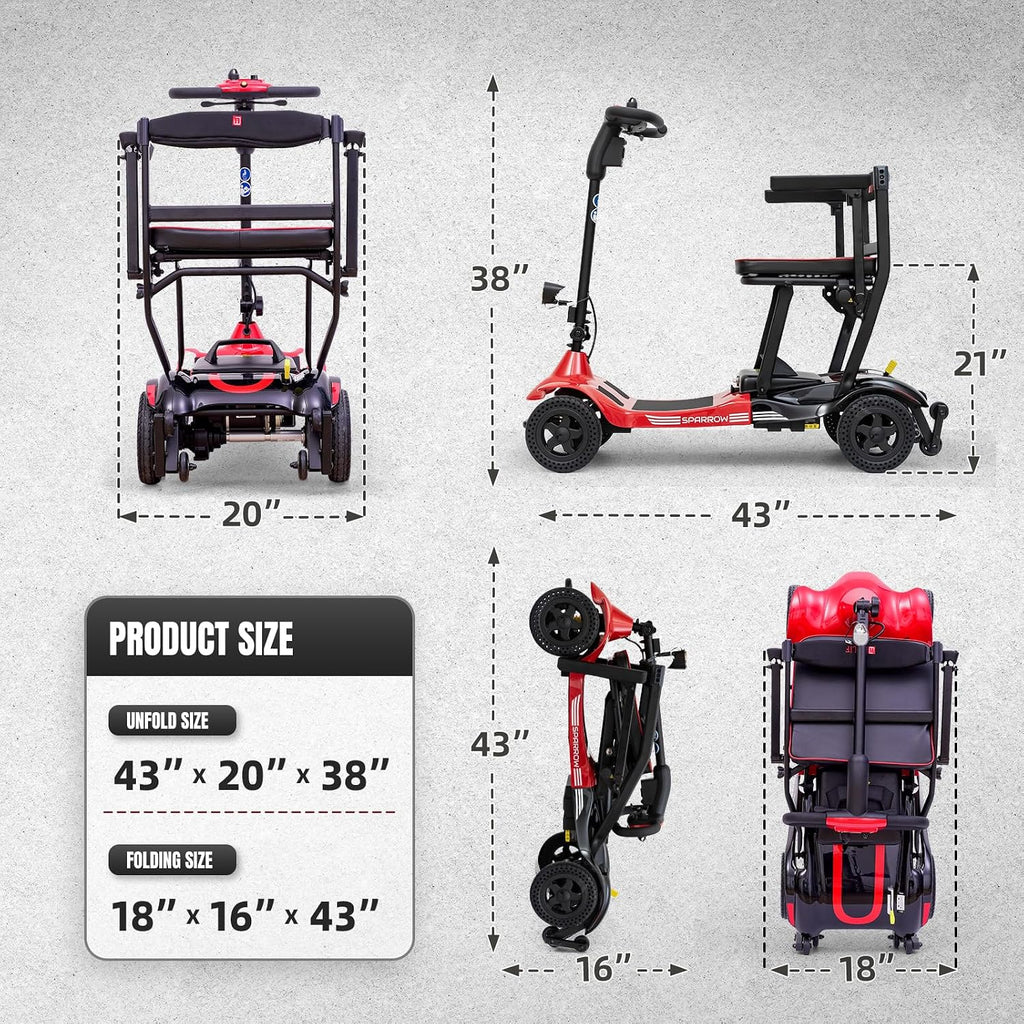 ZiiLIF Ultra Lightweight Foldable Mobility Scooter -Electric Scooter for Adults/Seniors - Enhanced Safety, Compact & Convenient for Travel, Cruise, Airline Approved