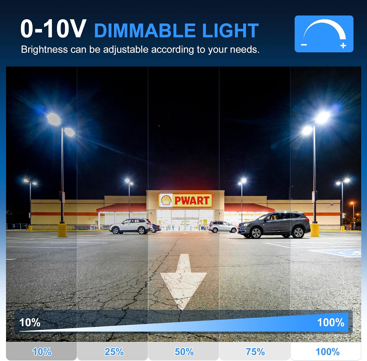 ADUB LED Parking Lot Light 360W/320W/240W Tunable 3CCT 3000K-5000K 54000LM 0-10V Dimmable ETL Listed IP65 Super Bright Shoebox Flood Light w/Photocell & Slip Fitter Commercial Outdoor Area AC100-277V