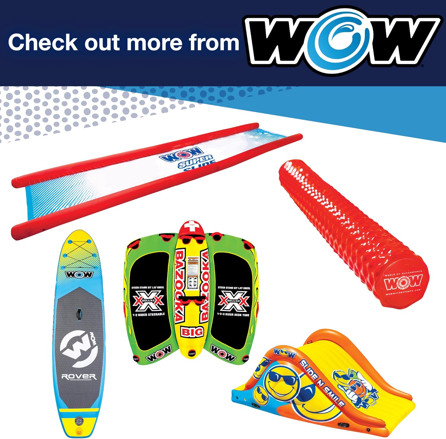 Wow Sports Go Bot Towable Tube - Front & Back Tow Points - for Boating - Kids & Adults