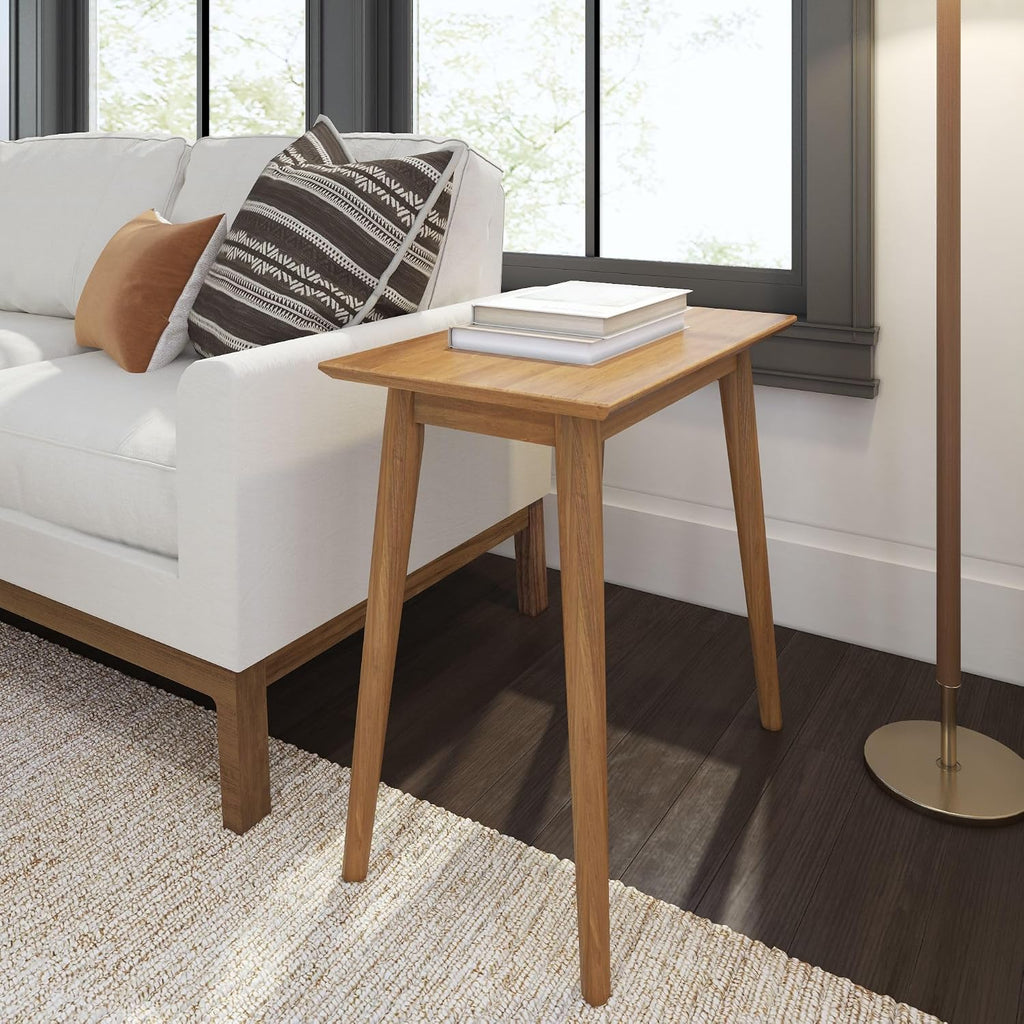 Plank+Beam Mid Century Modern Rectangular Side Table, End Table for Living Room, Wooden Bedside Table, Small End Table for Office Space, Pecan