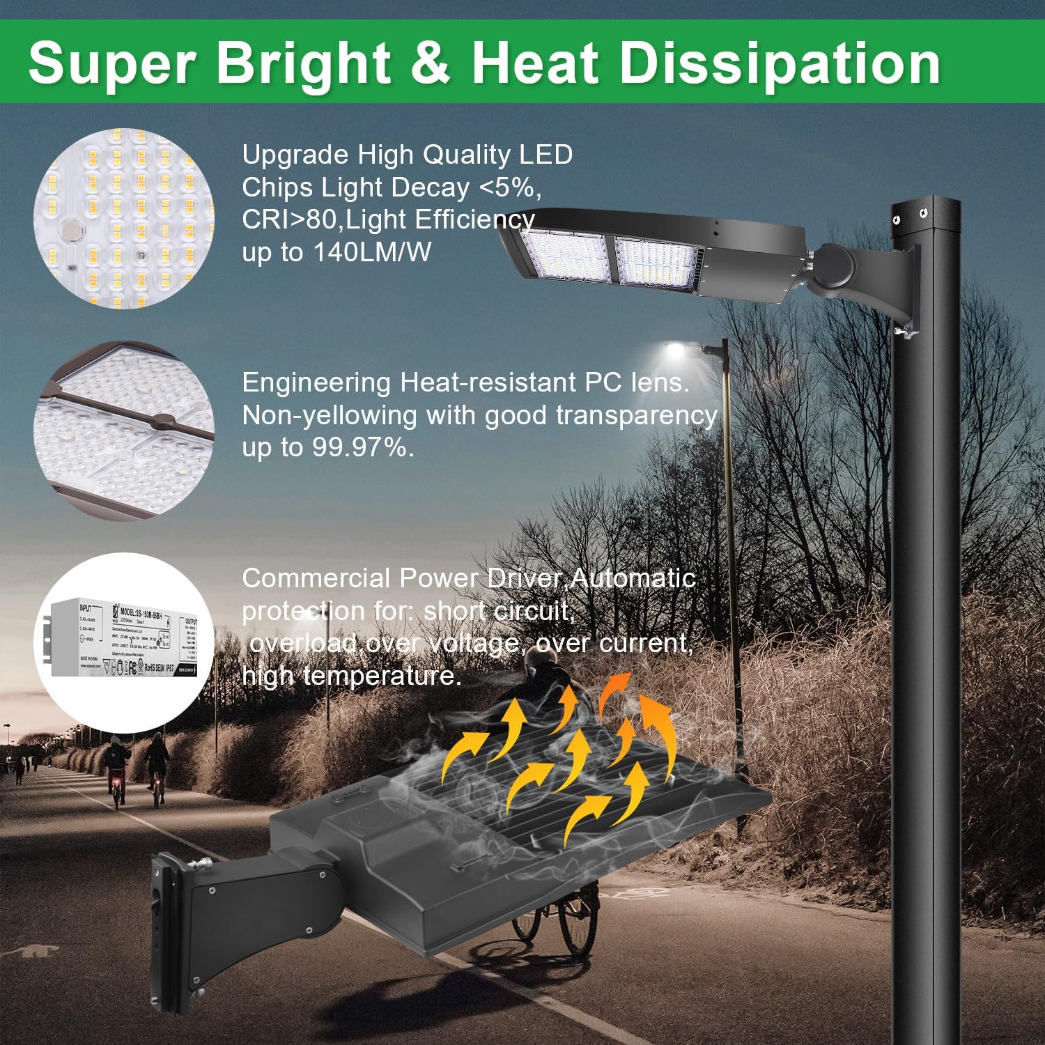 300W LED Parking Lot Light, 42000LM(140lm/w) LED Shoebox Area Light, 5000K Dimmable Commercial Outdoor Street Lighting(1000W HID/HPS Equivalent) with Direct Arm Mount IP65 100-277VAC