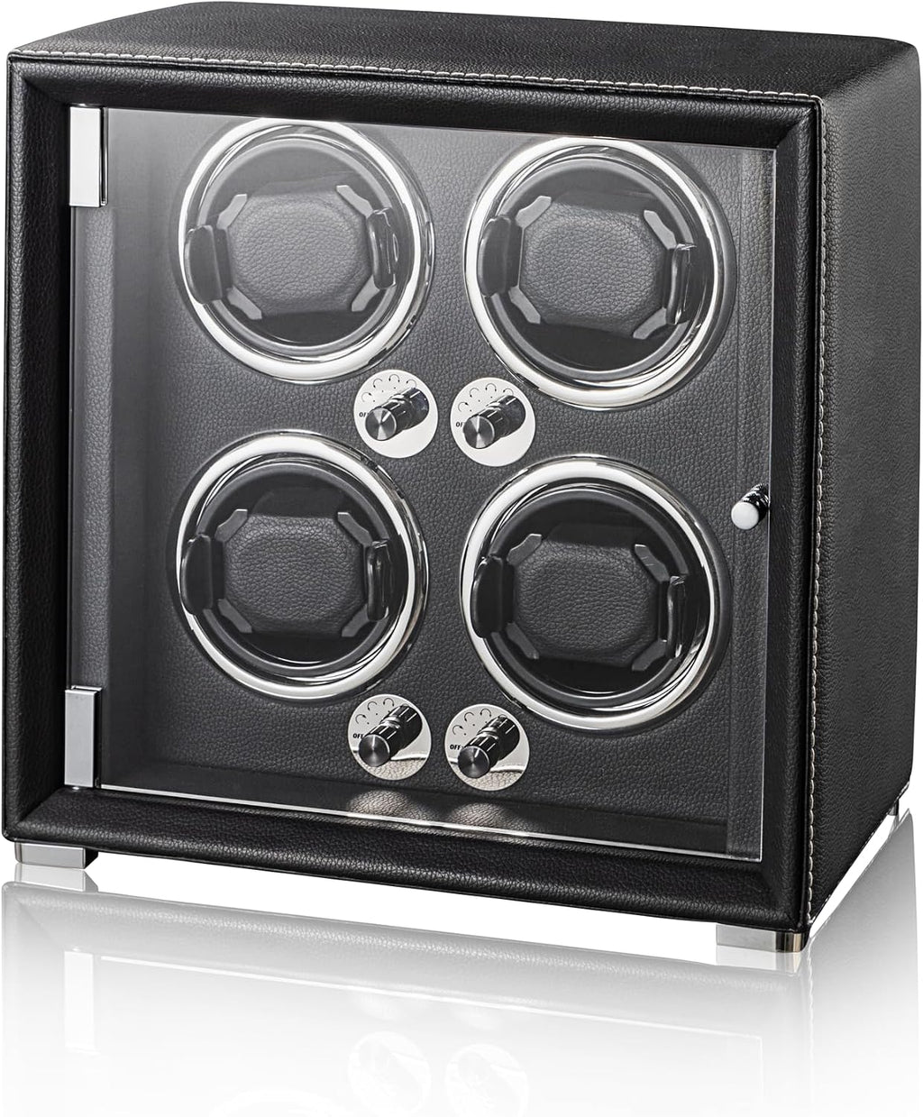 Watch Winder for 2/4/6/9 Automatic Watches, high-end Leather Making, Super Quiet Mabuchi Motor, Two Power Modes, Built-in led Lights