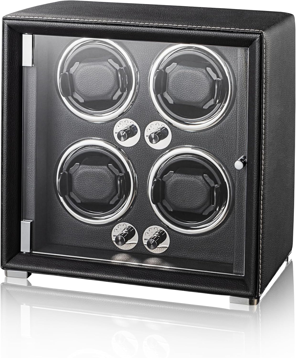 Watch Winder for 2/4/6/9 Automatic Watches, high-end Leather Making, Super Quiet Mabuchi Motor, Two Power Modes, Built-in led Lights
