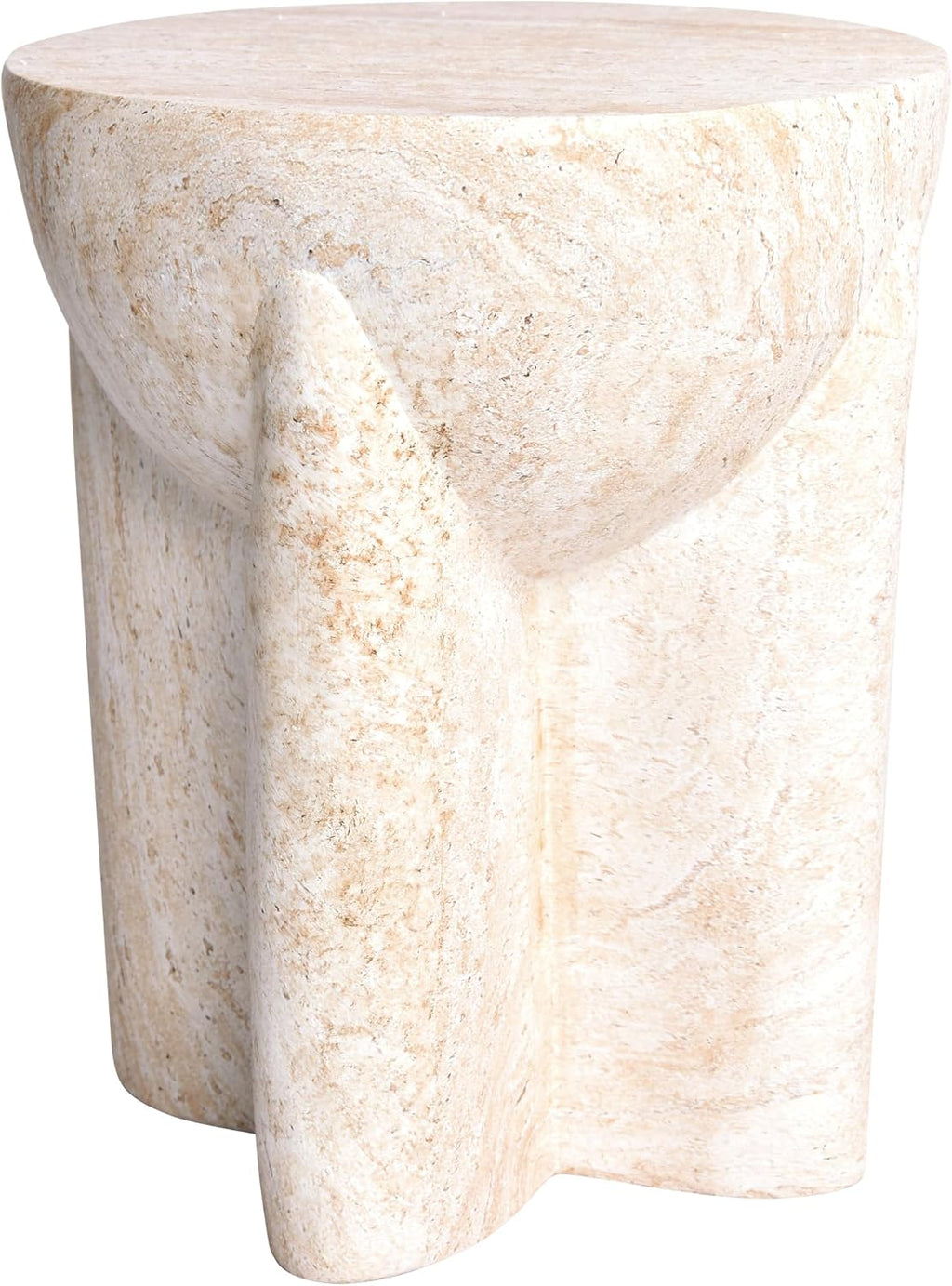 Empire Art Direct Abstract Travertine Stone Finish Italian Design MgO Side Accent Table, Living Room, Bedroom & Office, 15'x15'x18.3'