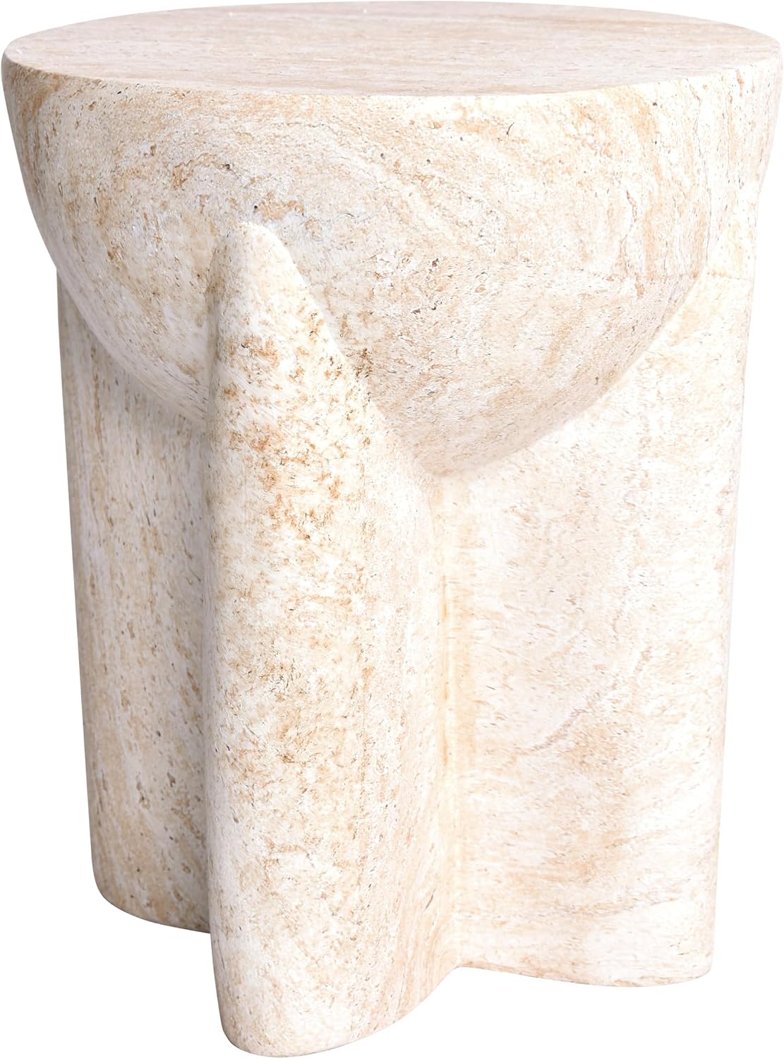 Empire Art Direct Abstract Travertine Stone Finish Italian Design MgO Side Accent Table, Living Room, Bedroom & Office, 15'x15'x18.3'