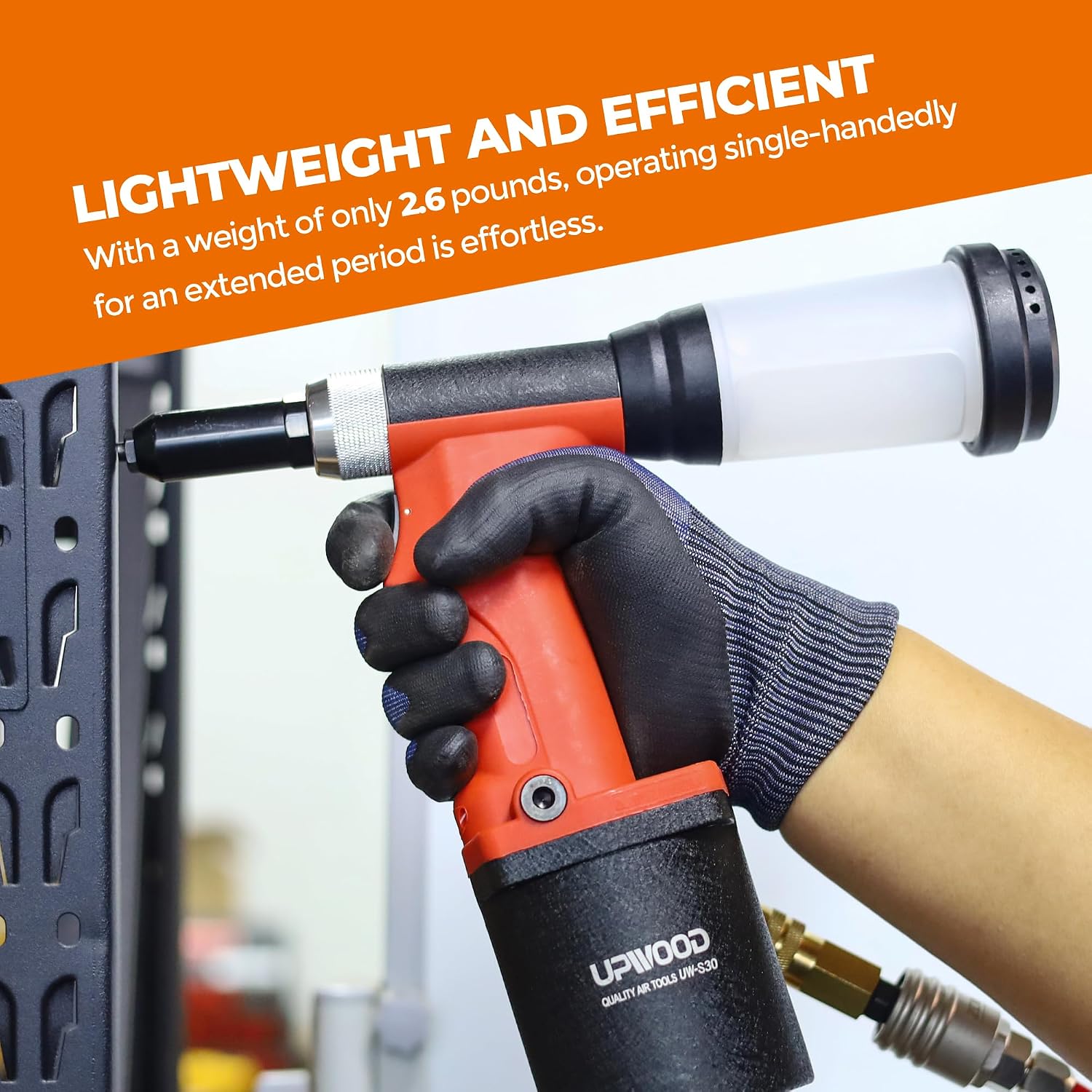 Pneumatic Hydraulic Pop Rivet Gun, Self-Suction Air Riveter Riveting Tool with 100 pcs Blind Rivets and 3/32' 1/8' 5/32' 3/16' Nose Pieces