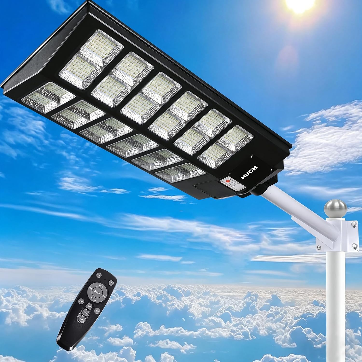 10000W Solar Parking Lot Lights Dusk to Dawn,Wide Angle Road Area Lamp | Motion Sensor and Remote Control Operation,for Garden,Yard,Street and Parking Lot