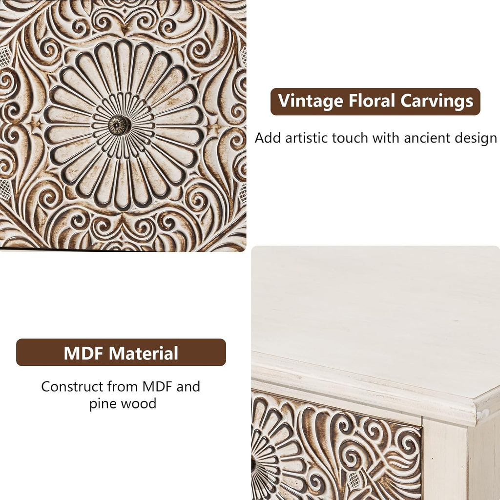 COSIEST Bedside Table Set of 2, Wood Nightstand, Farmhouse End Table with Storage, Nightstand with Drawers for Bedroom, Living Room