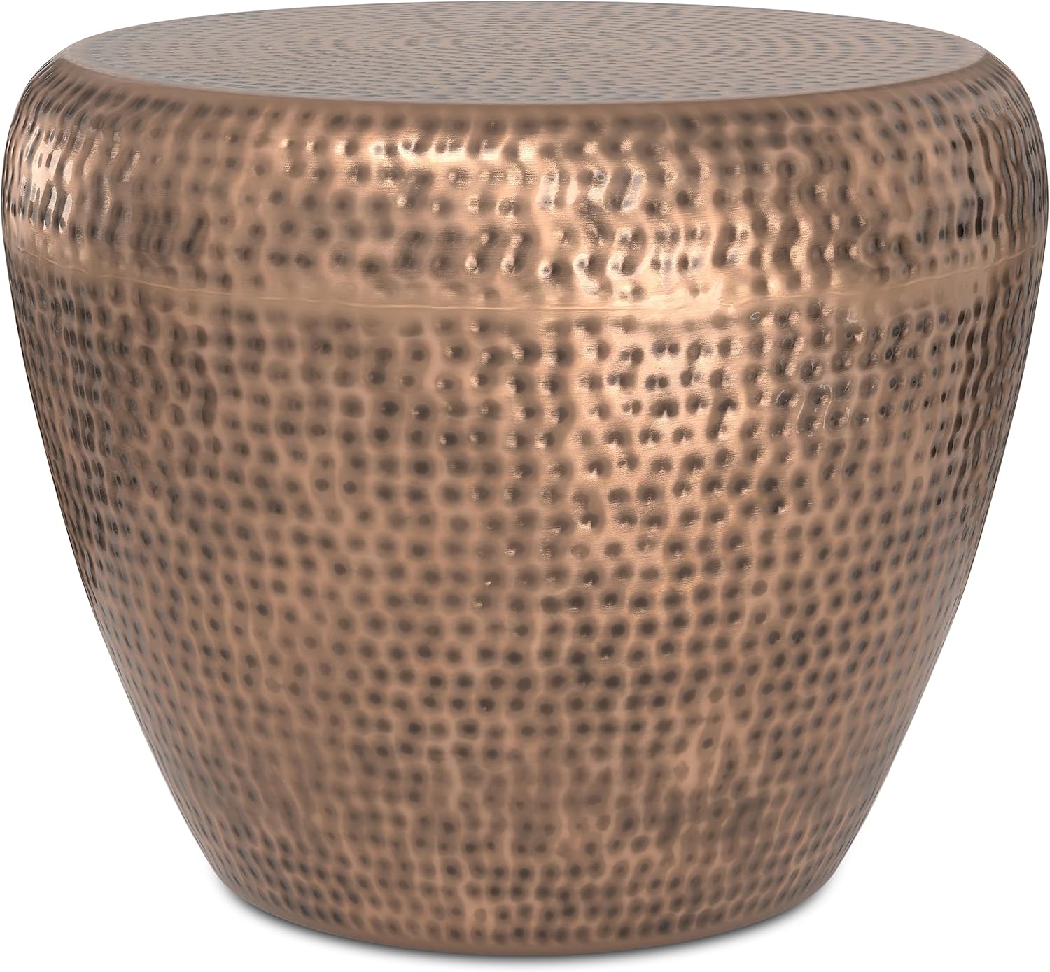 SIMPLIHOME Preston Metal Table - 22 inch Wide Solid Metal Round Side Table in Antique Copper, Modern Industrial Accent Table for Living Room or Bedroom with Textured Finish, Assembled