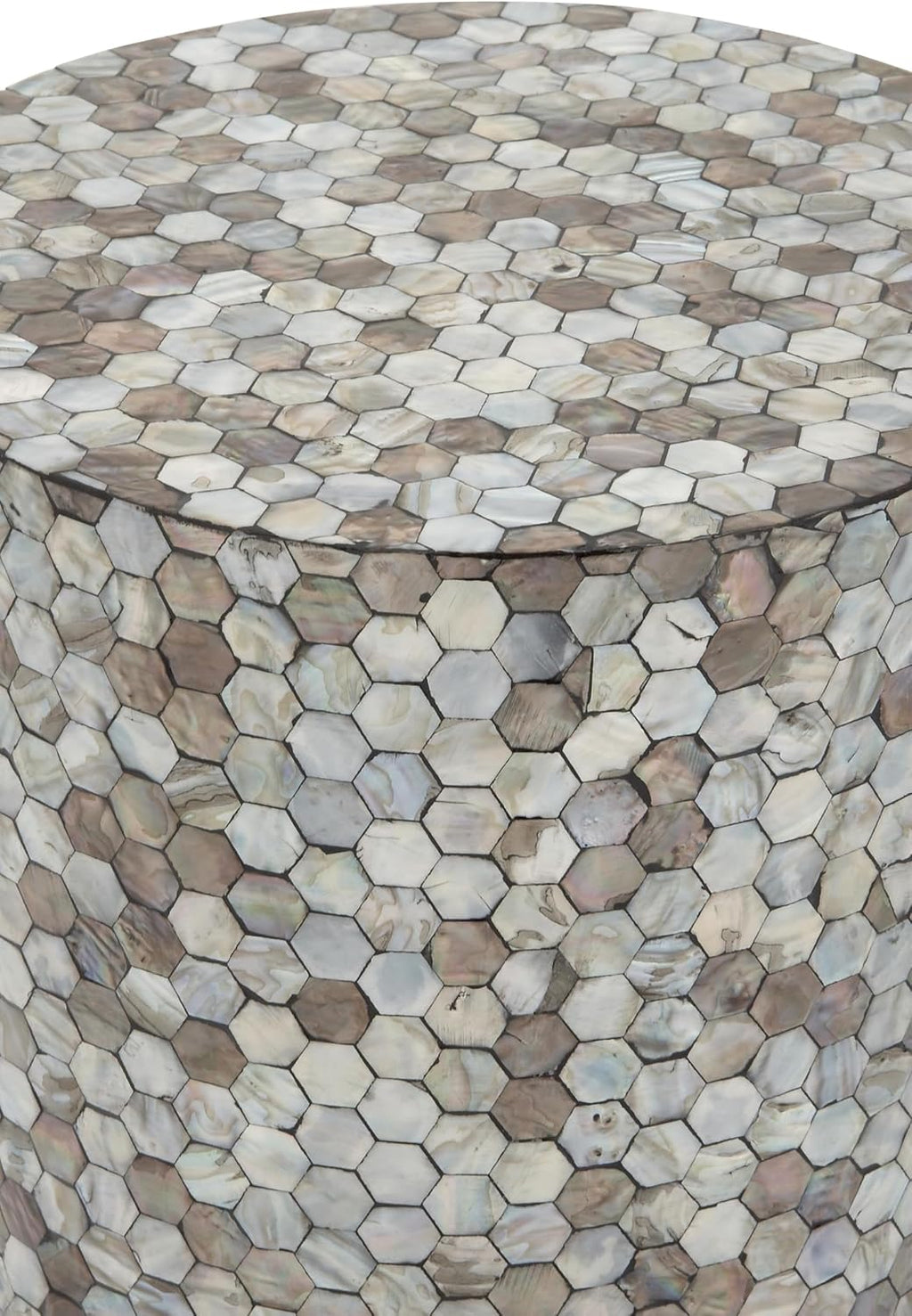 Deco 79 Mother of Pearl Shell Geometric Handmade Side End Accent Table Mosaic End Table, Side Table 14' x 14' x 20', Multi Colored