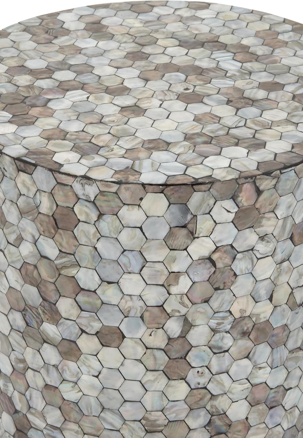 Deco 79 Mother of Pearl Shell Geometric Handmade Side End Accent Table Mosaic End Table, Side Table 14' x 14' x 20', Multi Colored